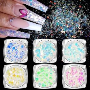 Iridescent Mixed Hexagon Nail Glitter Sequins TGF76