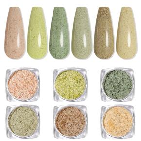 Newly Macaron Color Nail Glitter Sequins Glitter Wood Powder Set TGP83